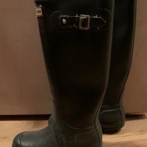 brown hunter rain boots, tall